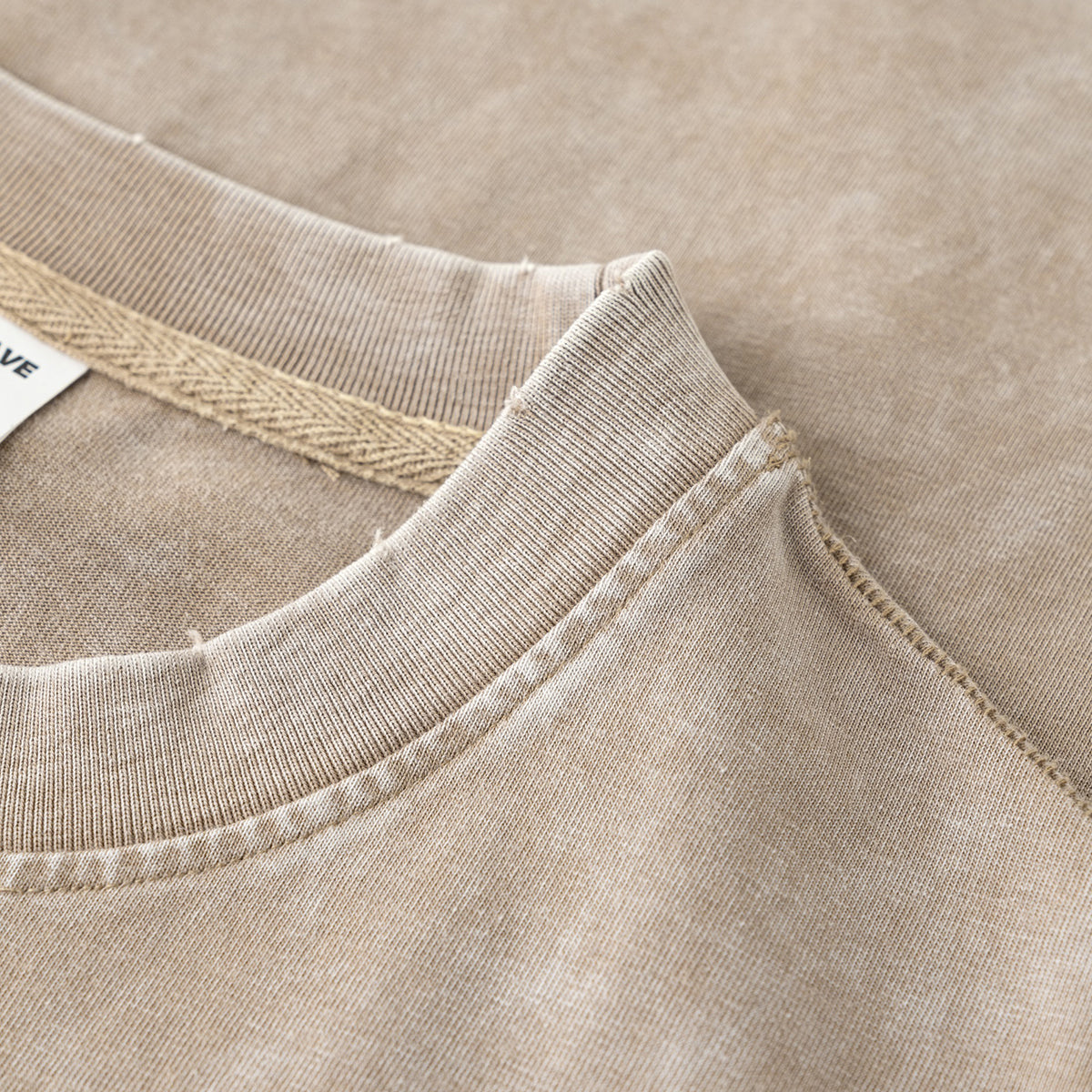 Distressed Raw Edge Washed T Shirt 8oz