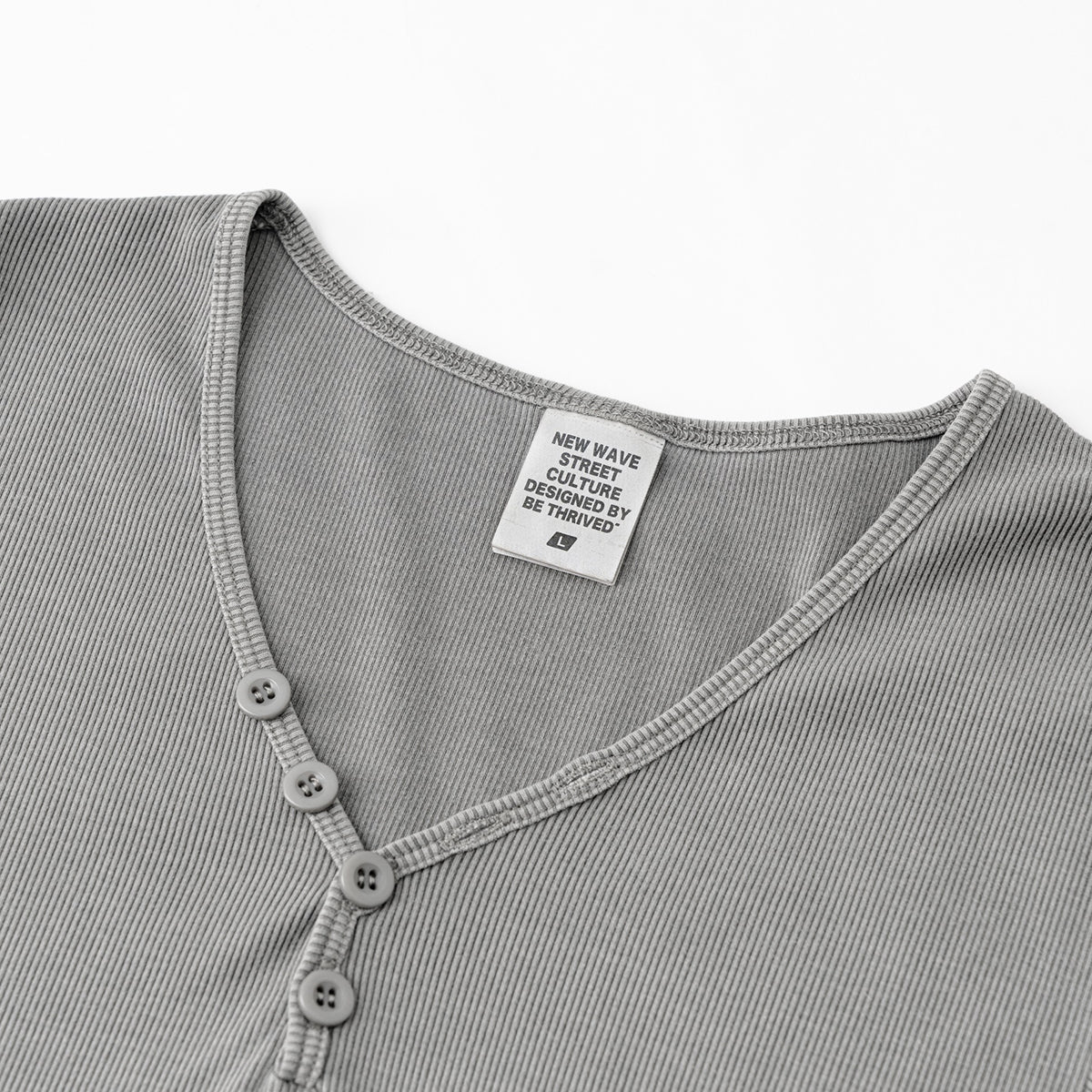 Camiseta Henley de canalé de manga corta de 8 oz