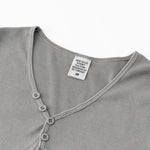 Camiseta Henley de canalé de manga corta de 8 oz