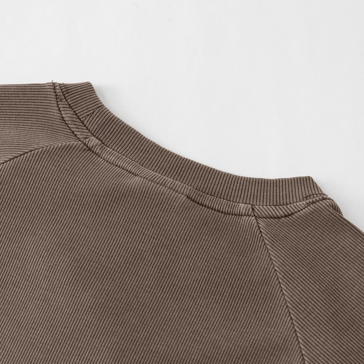 Crew Neck Ribbed Crop T Shirt 8oz