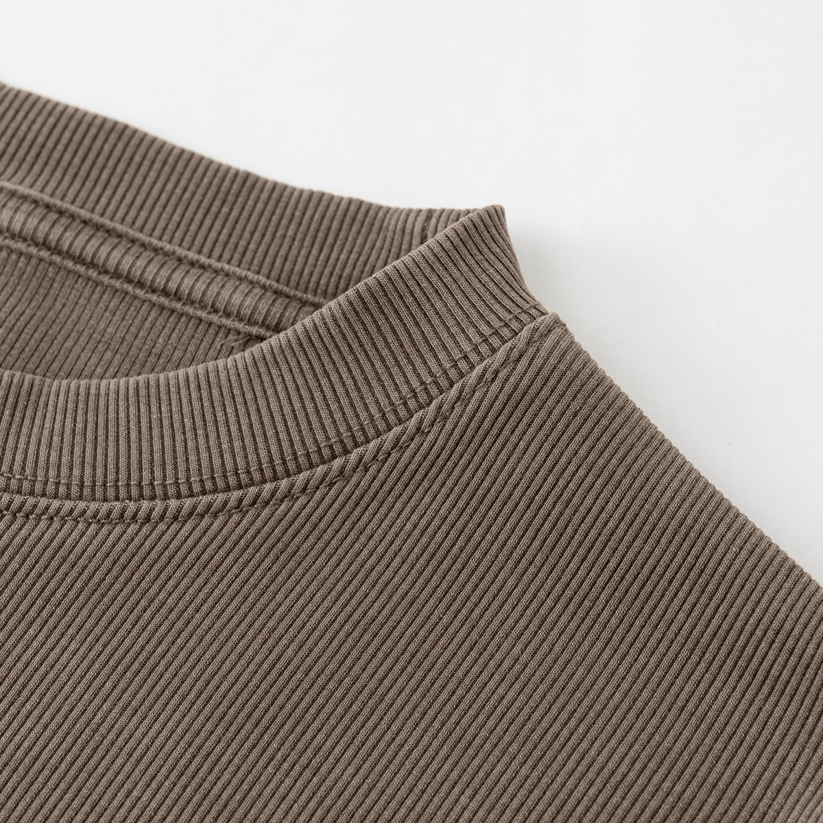 Washed Crew Neck Ribbed Crop Tee 8oz