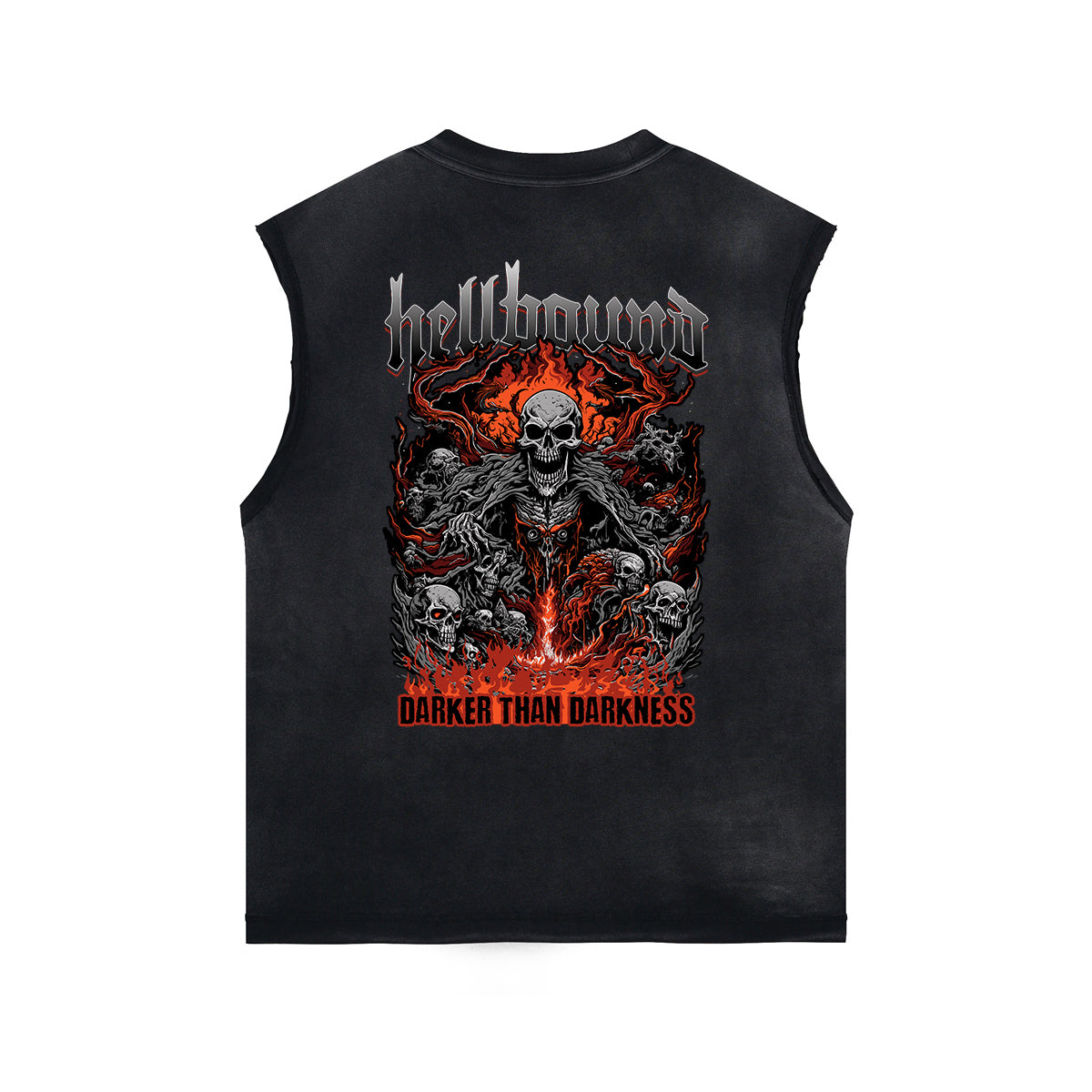 Skull Graphic Stone Wash Sleeveless Tee-INNBLAC Fashion Apparel