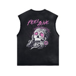 Washed Skull Graphic Sleeveless Tee-INNBLAC Fashion Apparel