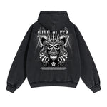 Skull Graphic Washed Boyfriend Hoodie-INNBLAC Fashion Apparel