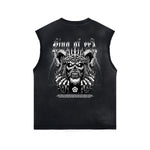 Skull Graphic Washed Oversized Sleeveless Tee-INNBLAC Fashion Apparel