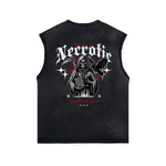 Skull Artwork Graphic Faded Sleeveless Tee-INNBLAC Fashion Apparel