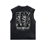 Punk Skull Graphic Sleeveless Tee-INNBLAC Fashion Apparel