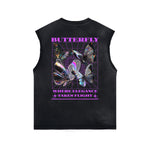 Gothic Butterfly Back Print Sleeveless Tee-INNBLAC Fashion Apparel