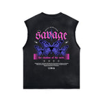 Butterfly Graphic Stone Wash Tank Top-INNBLAC Fashion Apparel