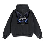 Butterfly Graphic Double Slider Zip Hoodie-INNBLAC Fashion Apparel