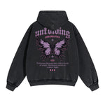 Butterfly Graphic Double Slider Zip Hoodie-INNBLAC Fashion Apparel