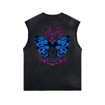 Vintage Washed Butterfly Printed Tank-INNBLAC Fashion Apparel
