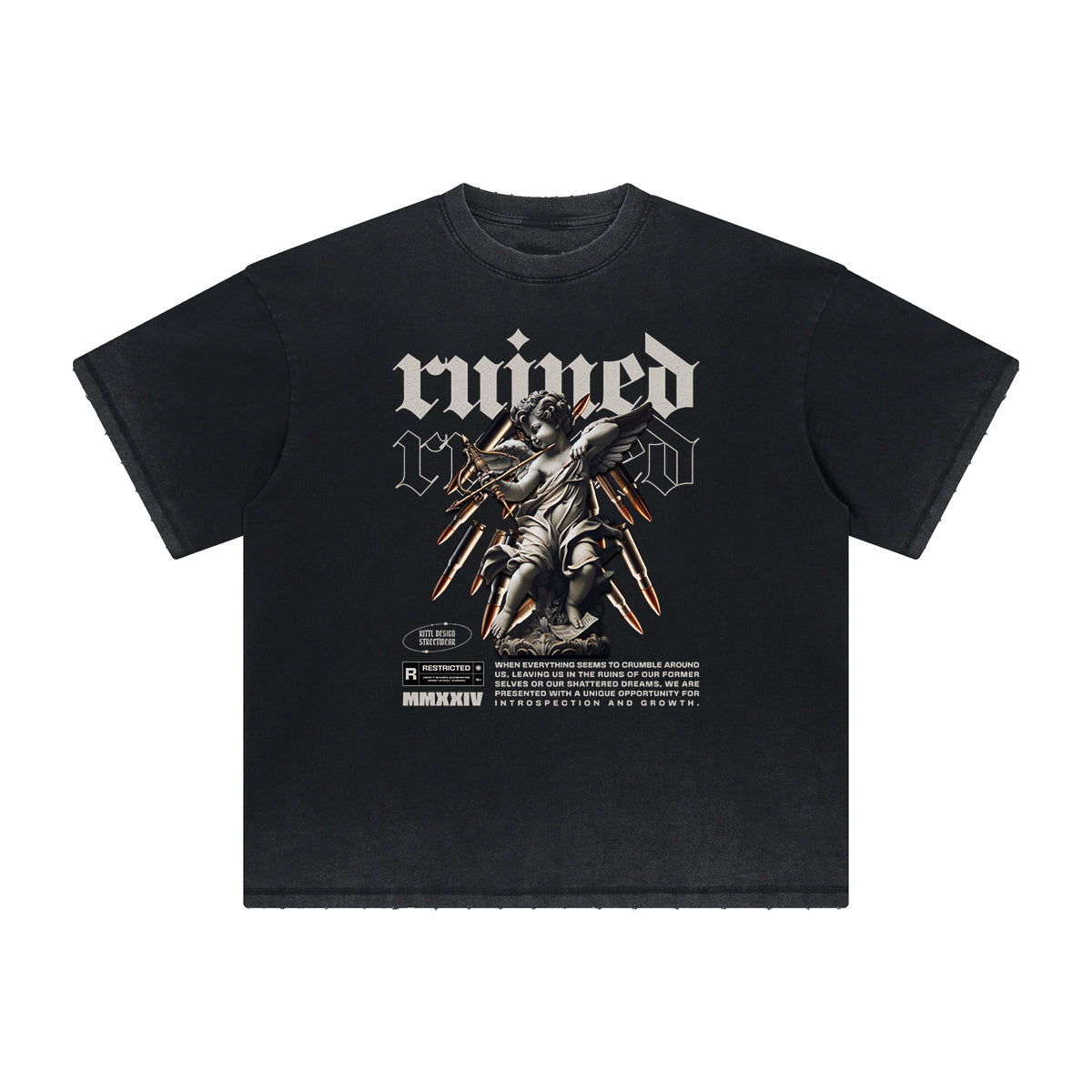 Faded Cupid Sniper Streetwear Graphic Tee-INNBLAC Fashion Apparel