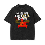 Washed Faded Streetwear Pattern T Shirt-INNBLAC Fashion Apparel