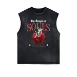 Washed Faded Cupid Statues Graphic Tank Top-INNBLAC Fashion Apparel