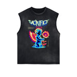 Washed Faded Cupid Statues Graphic Tank Top-INNBLAC Fashion Apparel