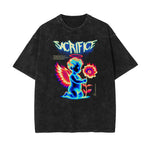 Stone Wash Cupid Statues Graphic Tee-INNBLAC Fashion Apparel