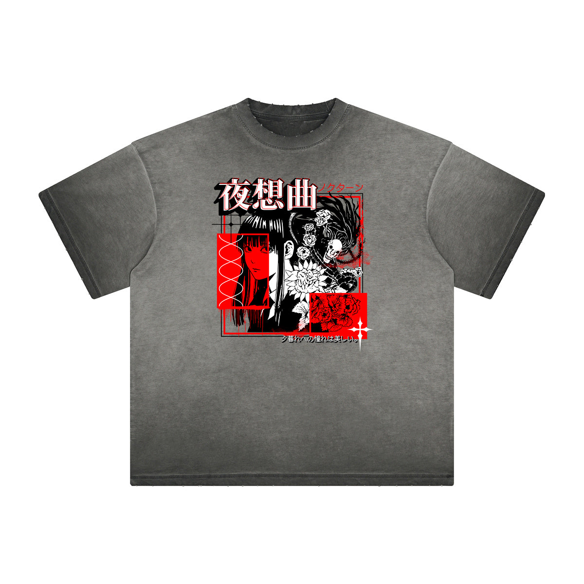 Heavyweight Distressed Anime Graphic Tee-INNBLAC Fashion Apparel