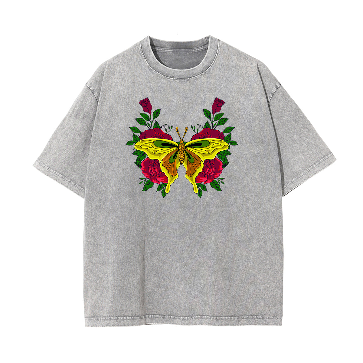 Faded Thick Butterfly Pattern T Shirt-INNBLAC Fashion Apparel
