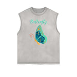 Sleeveless Faded Butterfly Pattern Tee-INNBLAC Fashion Apparel