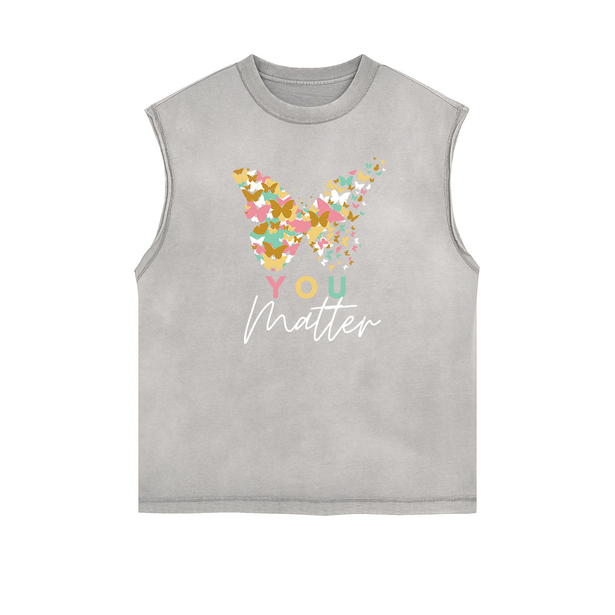 Sleeveless Faded Butterfly Pattern Tee-INNBLAC Fashion Apparel