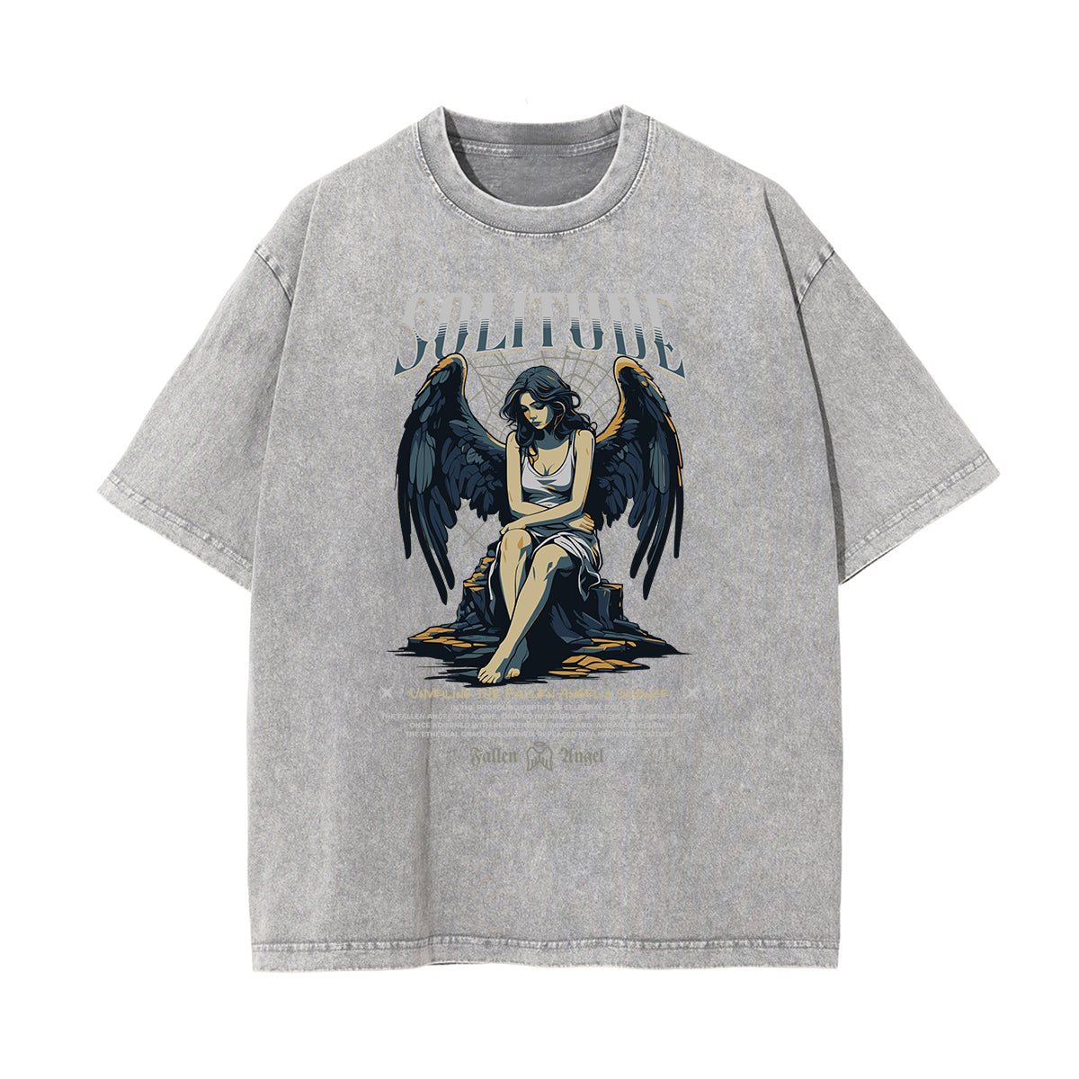 Vintage Wash Angel Pattern Tee-INNBLAC Fashion Apparel
