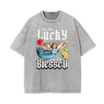 Vintage Wash Angel Pattern Tee-INNBLAC Fashion Apparel