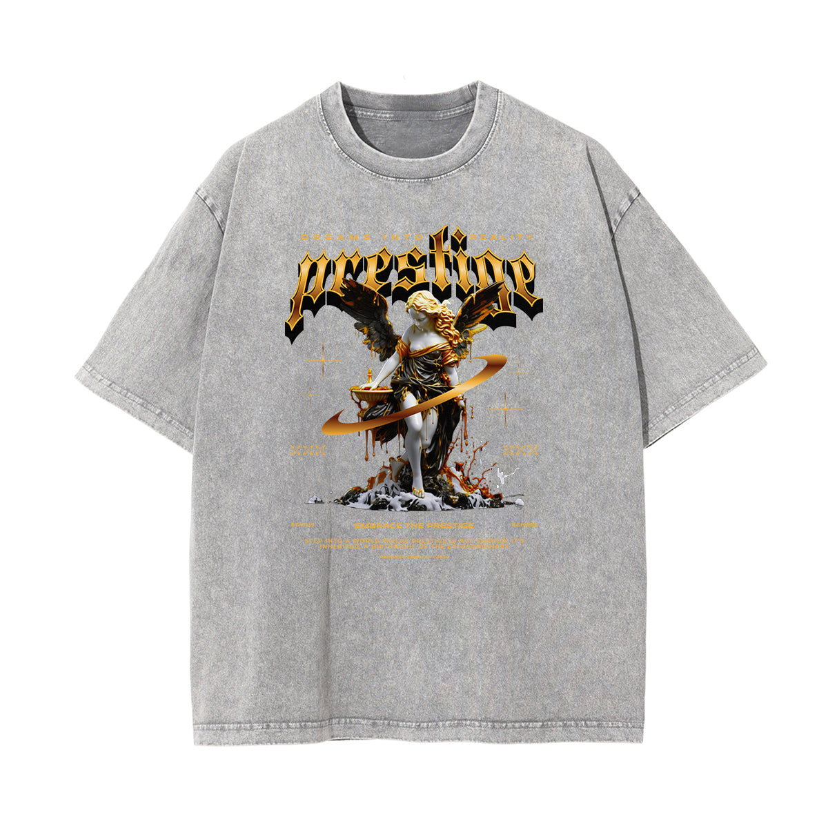 Vintage Wash Angel Pattern Tee-INNBLAC Fashion Apparel
