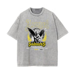 Vintage Wash Angel Pattern Tee-INNBLAC Fashion Apparel