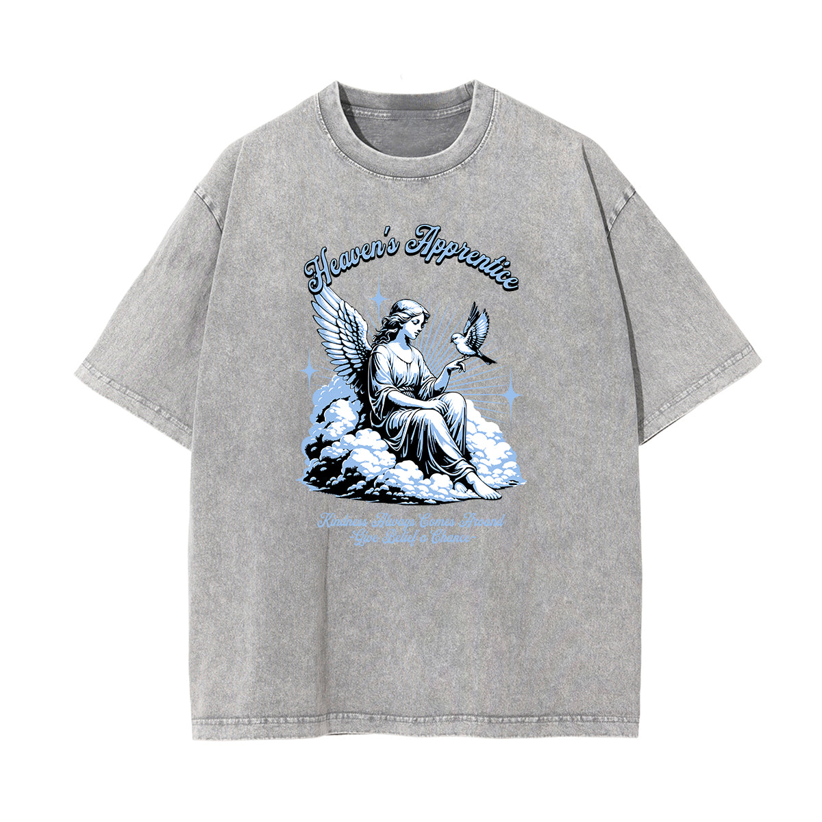 Crew Neck Angel Statue Graphic Tee-INNBLAC Fashion Apparel