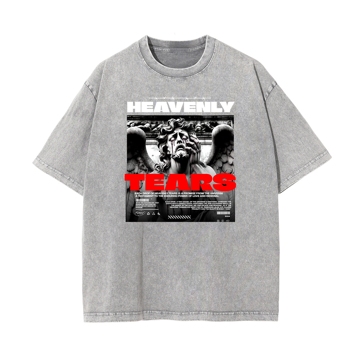 Crew Neck Angel Statue Graphic Tee-INNBLAC Fashion Apparel