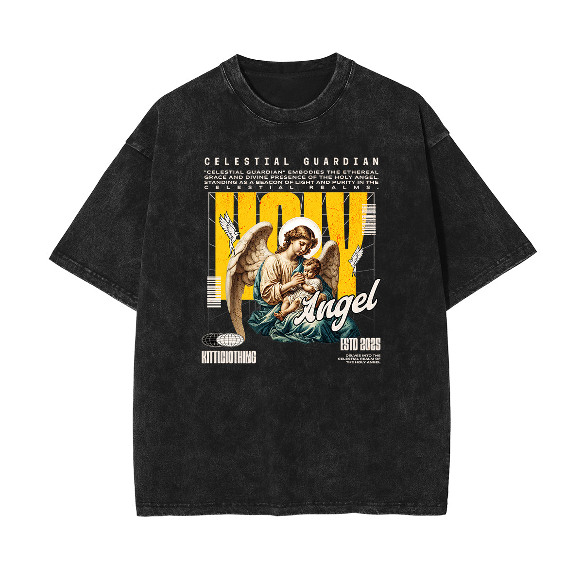 Washed Angel Statue Graphic T Shirt-INNBLAC Fashion Apparel