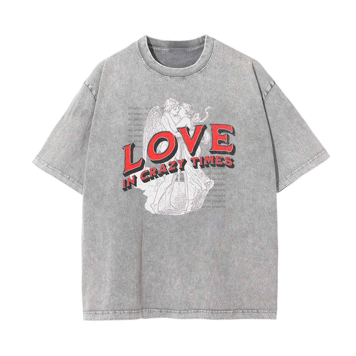 Crew Neck Angel Statue Graphic Tee-INNBLAC Fashion Apparel