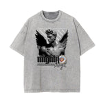 Crew Neck Angel Statue Graphic Tee-INNBLAC Fashion Apparel