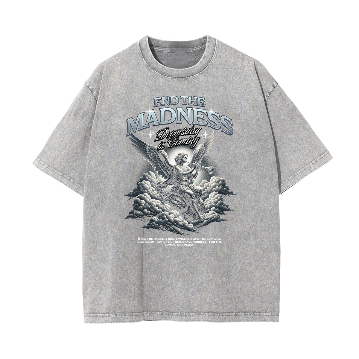 Crew Neck Angel Statue Graphic Tee-INNBLAC Fashion Apparel