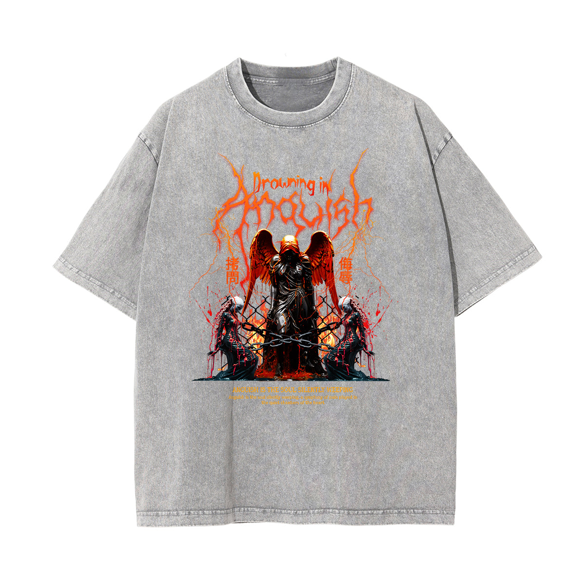 Crew Neck Angel Statue Graphic Tee-INNBLAC Fashion Apparel