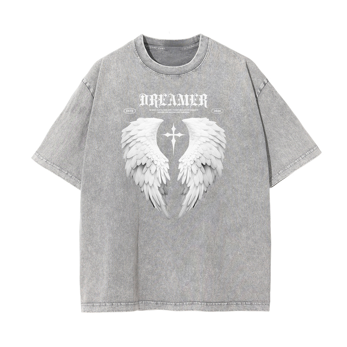 Crew Neck Angel Statue Graphic Tee-INNBLAC Fashion Apparel