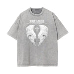 Crew Neck Angel Statue Graphic Tee-INNBLAC Fashion Apparel
