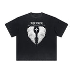 Distressed Angel Statue Graphic Tee-INNBLAC Fashion Apparel