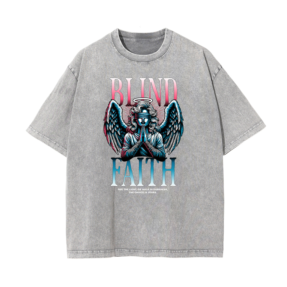 Faded Angel Streetwear Pattern Tee-INNBLAC Fashion Apparel