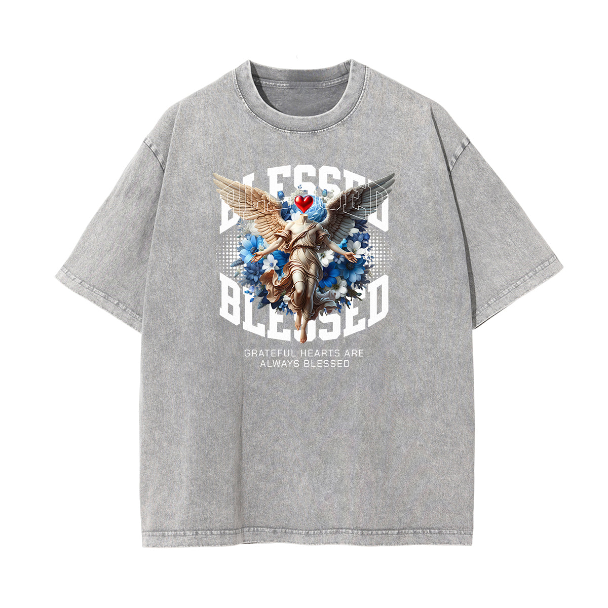 Faded Angel Streetwear Pattern Tee-INNBLAC Fashion Apparel