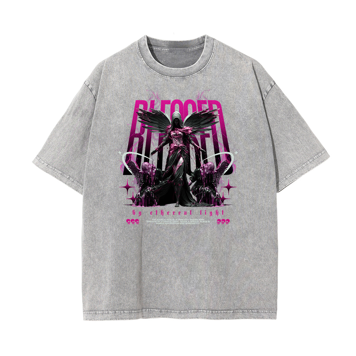 Faded Angel Streetwear Pattern Tee-INNBLAC Fashion Apparel