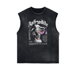 Sleeveless Distressed Angel Streetwear Graphic Tee-INNBLAC Fashion Apparel