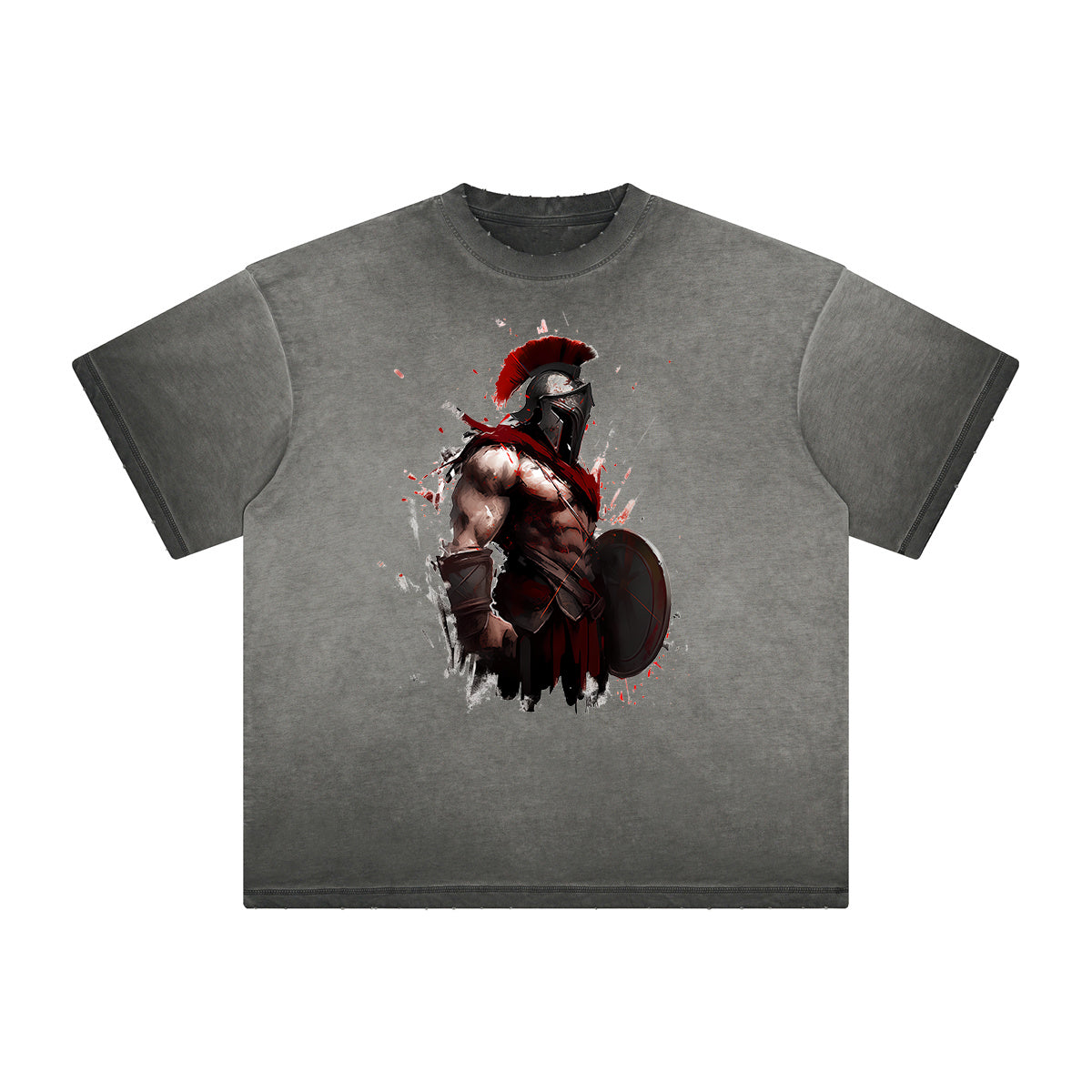 Distressed Spartan Fighter Warrior Graphic Tee-INNBLAC Fashion Apparel