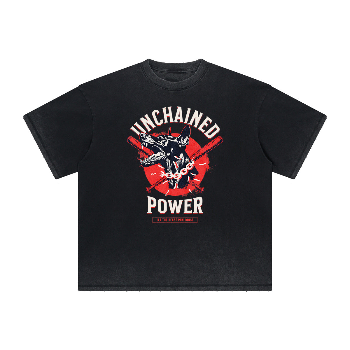 Heavyweight Faded Gangsta Pattern Tee-INNBLAC Fashion Apparel