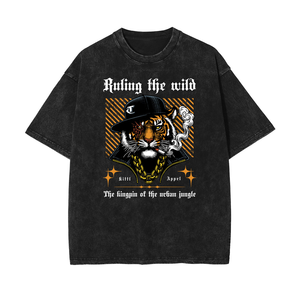 Washed Gangsta Streetwear Pattern Tee-INNBLAC Fashion Apparel