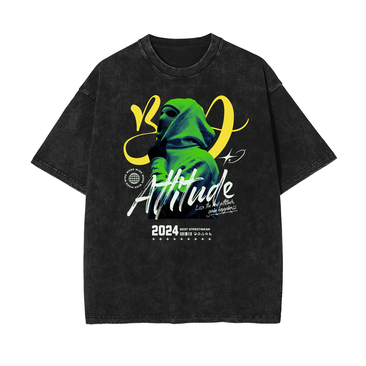 Washed Gangsta Streetwear Pattern Tee-INNBLAC Fashion Apparel