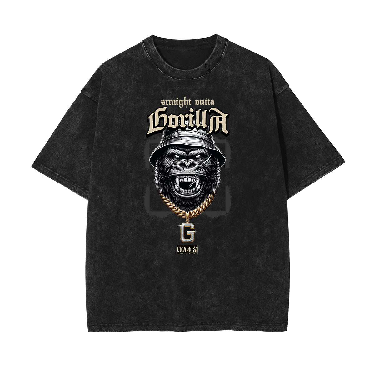 Washed Gangsta Streetwear Pattern Tee-INNBLAC Fashion Apparel