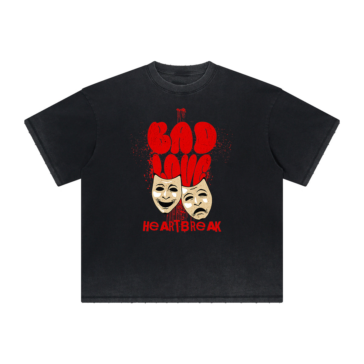 Heavyweight Faded Gangsta Pattern Tee-INNBLAC Fashion Apparel