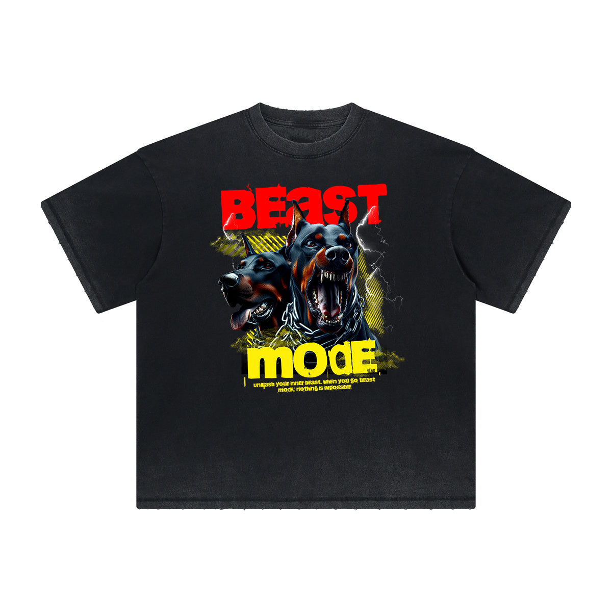 Heavyweight Faded Gangsta Pattern Tee-INNBLAC Fashion Apparel